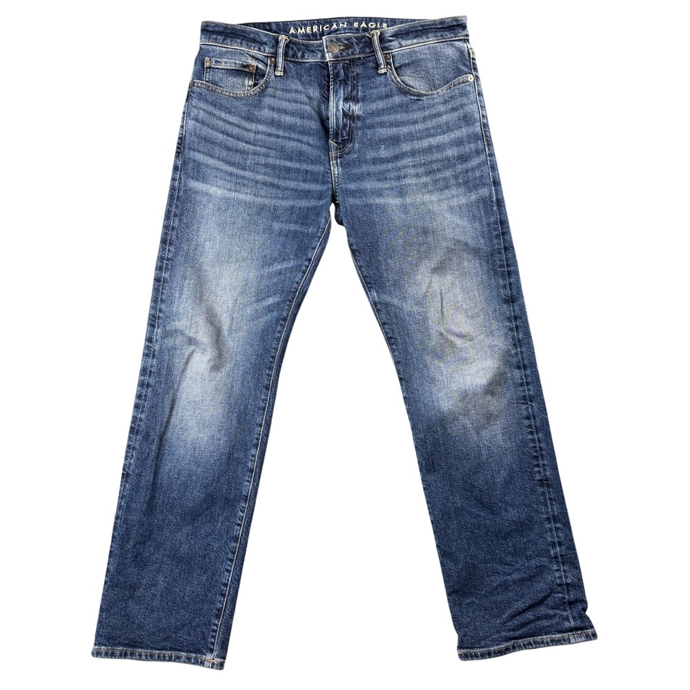 American Eagle‎ Relaxed Straight Flex Jeans Mens 31x30 Blue Medium Wash